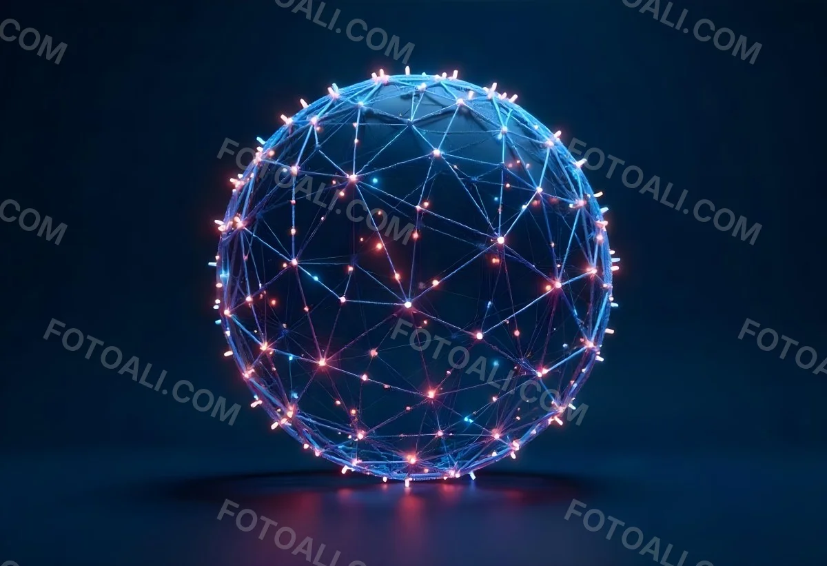 A Glowing Sphere With A Network Of Interconnected Lines And Dots Creating A Futuristic And Technological Aesthetic On A Dark Blue Background 11 353a