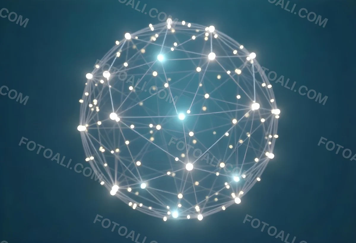 A Glowing Sphere With A Network Of Interconnected Lines And Dots Creating A Futuristic And Technological Aesthetic On A Dark Blue Background 15 Caf3
