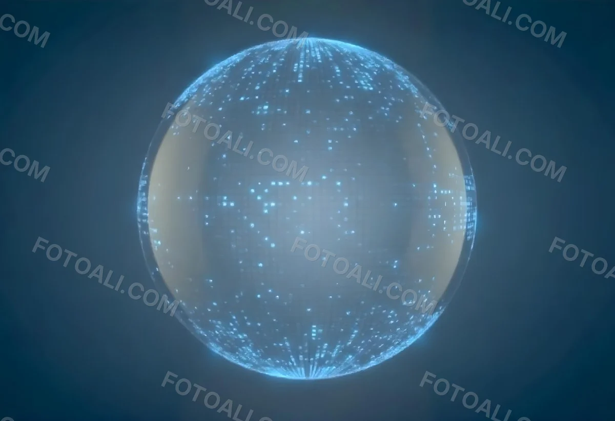 A Glowing Sphere With A Network Of Interconnected Lines And Dots Creating A Futuristic And Technological Aesthetic On A Dark Blue Background 18 24f3