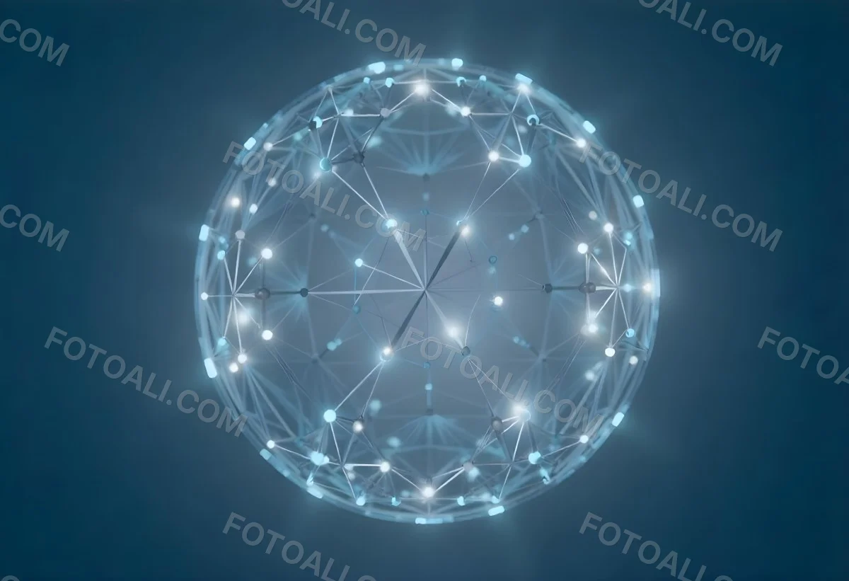 A Glowing Sphere With A Network Of Interconnected Lines And Dots Creating A Futuristic And Technological Aesthetic On A Dark Blue Background 20 9552