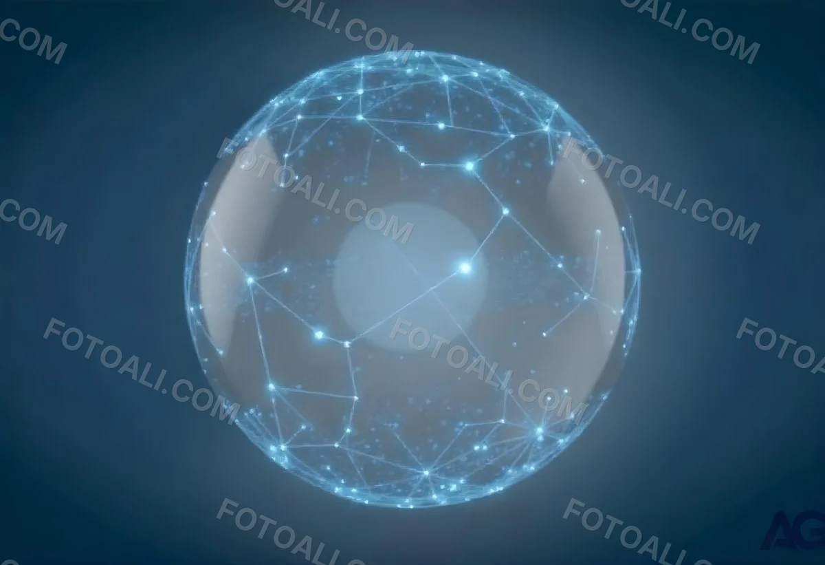 A Glowing Sphere With A Network Of Interconnected Lines And Dots Creating A Futuristic And Technological Aesthetic On A Dark Blue Background 21 4034