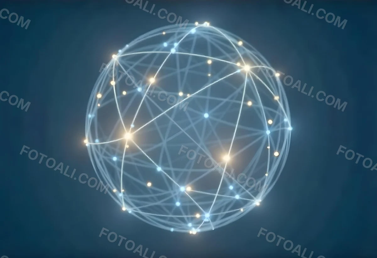 A Glowing Sphere With A Network Of Interconnected Lines And Dots Creating A Futuristic And Technological Aesthetic On A Dark Blue Background 22 B2f0