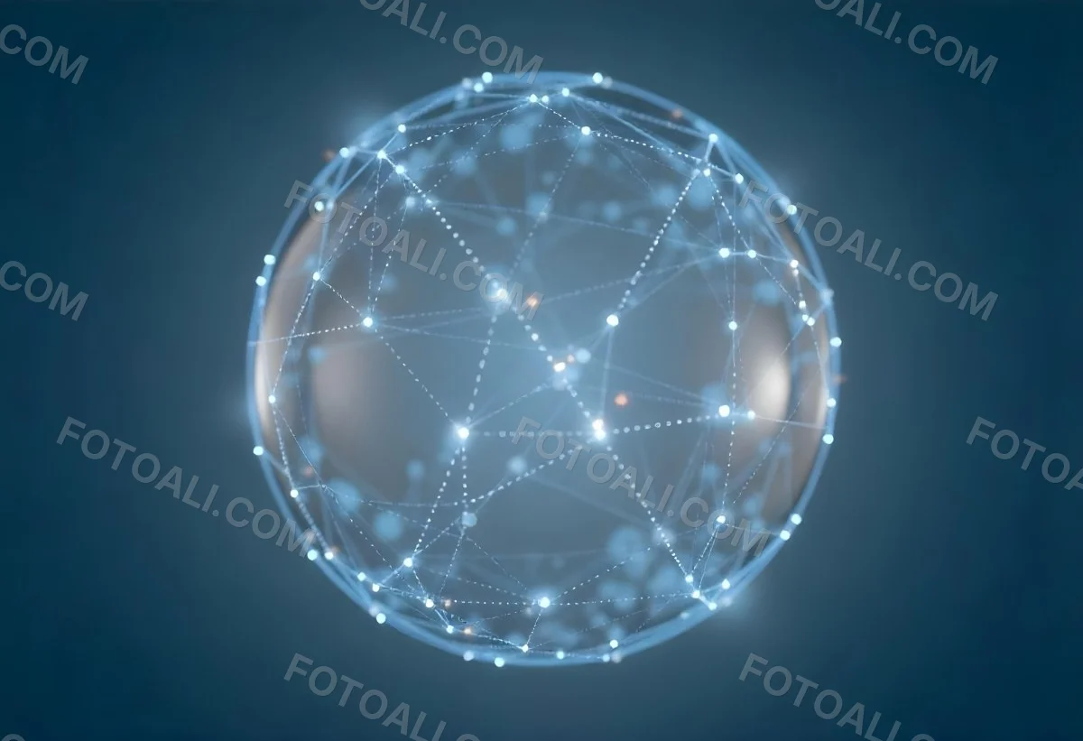 A Glowing Sphere With A Network Of Interconnected Lines And Dots Creating A Futuristic And Technological Aesthetic On A Dark Blue Background 3 6cf0