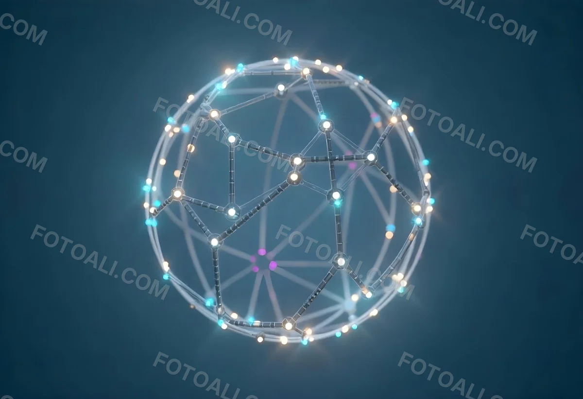 A Glowing Sphere With A Network Of Interconnected Lines And Dots Creating A Futuristic And Technological Aesthetic On A Dark Blue Background 30 D3f5