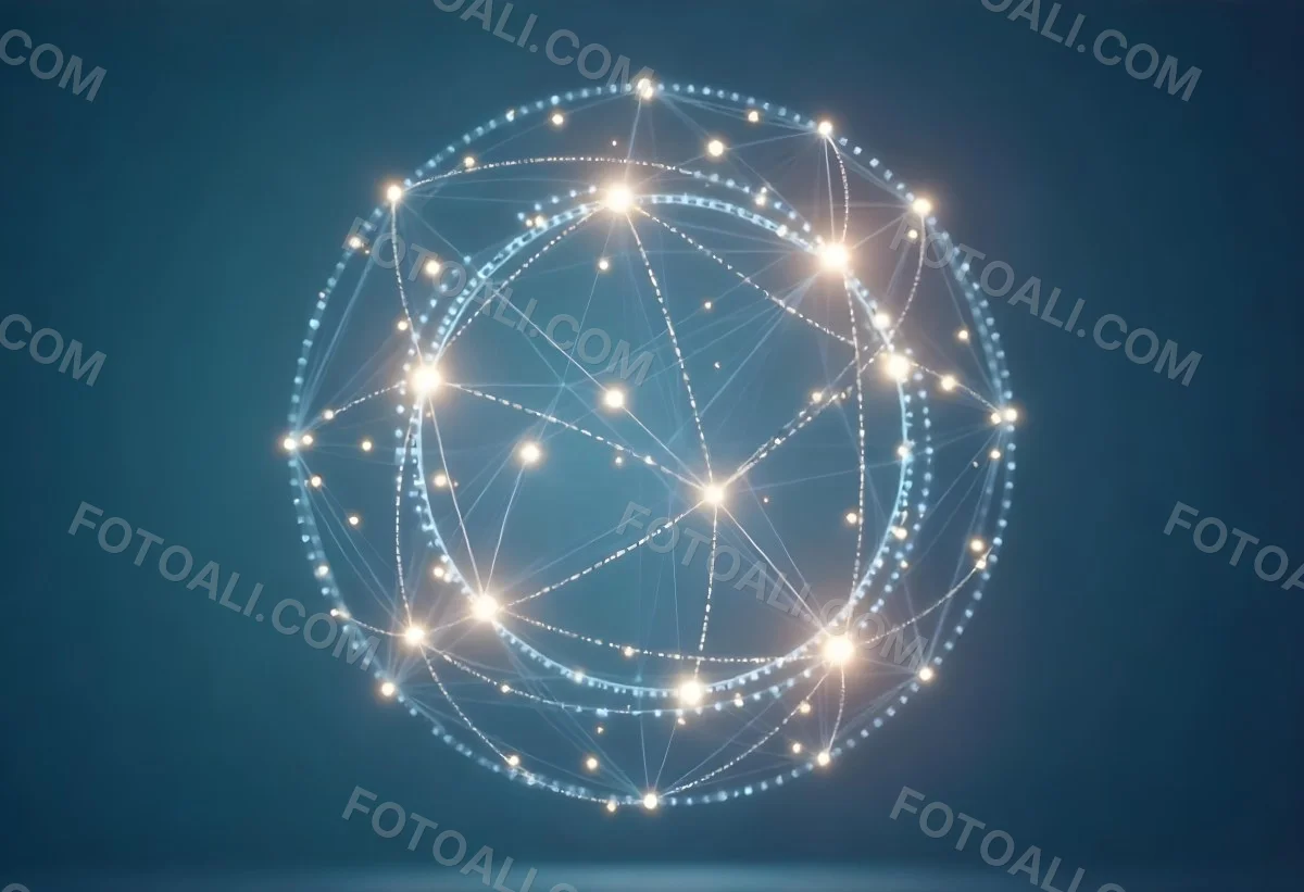 A Glowing Sphere With A Network Of Interconnected Lines And Dots Creating A Futuristic And Technological Aesthetic On A Dark Blue Background 5 8844