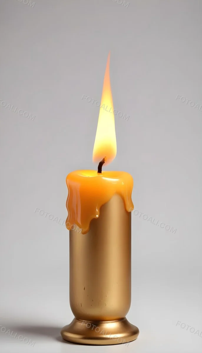 A Golden Candle With A Bright Flame On Top Casting A Warm Glow Isolated On A White Background 16 A282