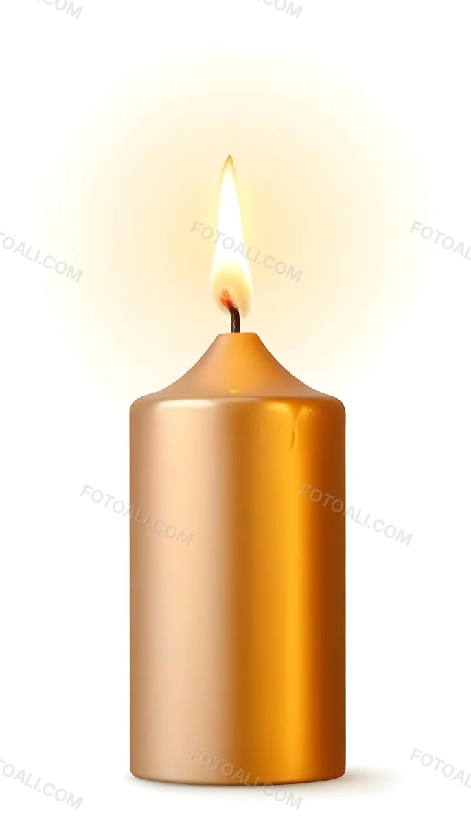 A Golden Candle With A Bright Flame On Top Casting A Warm Glow Isolated On A White Background 19 C8b1