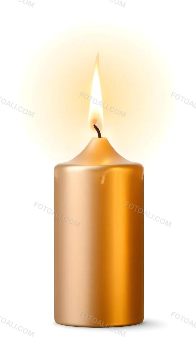 A Golden Candle With A Bright Flame On Top Casting A Warm Glow Isolated On A White Background 23 4950