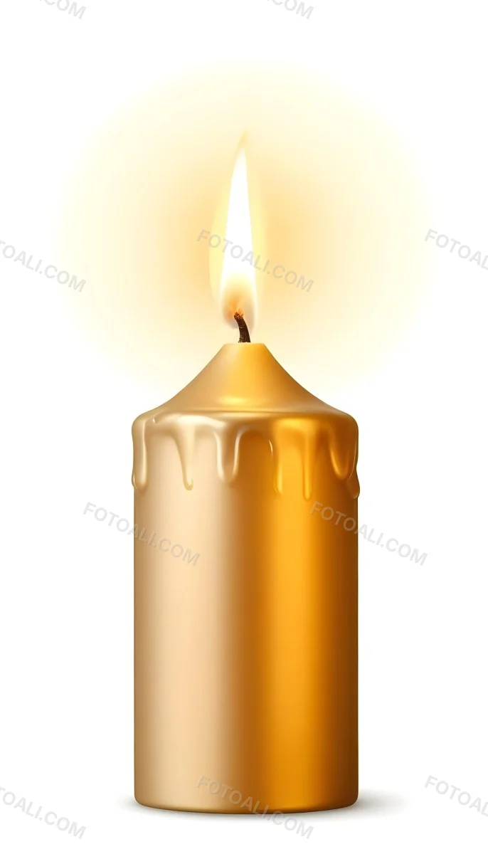 A Golden Candle With A Bright Flame On Top Casting A Warm Glow Isolated On A White Background 3 13e4