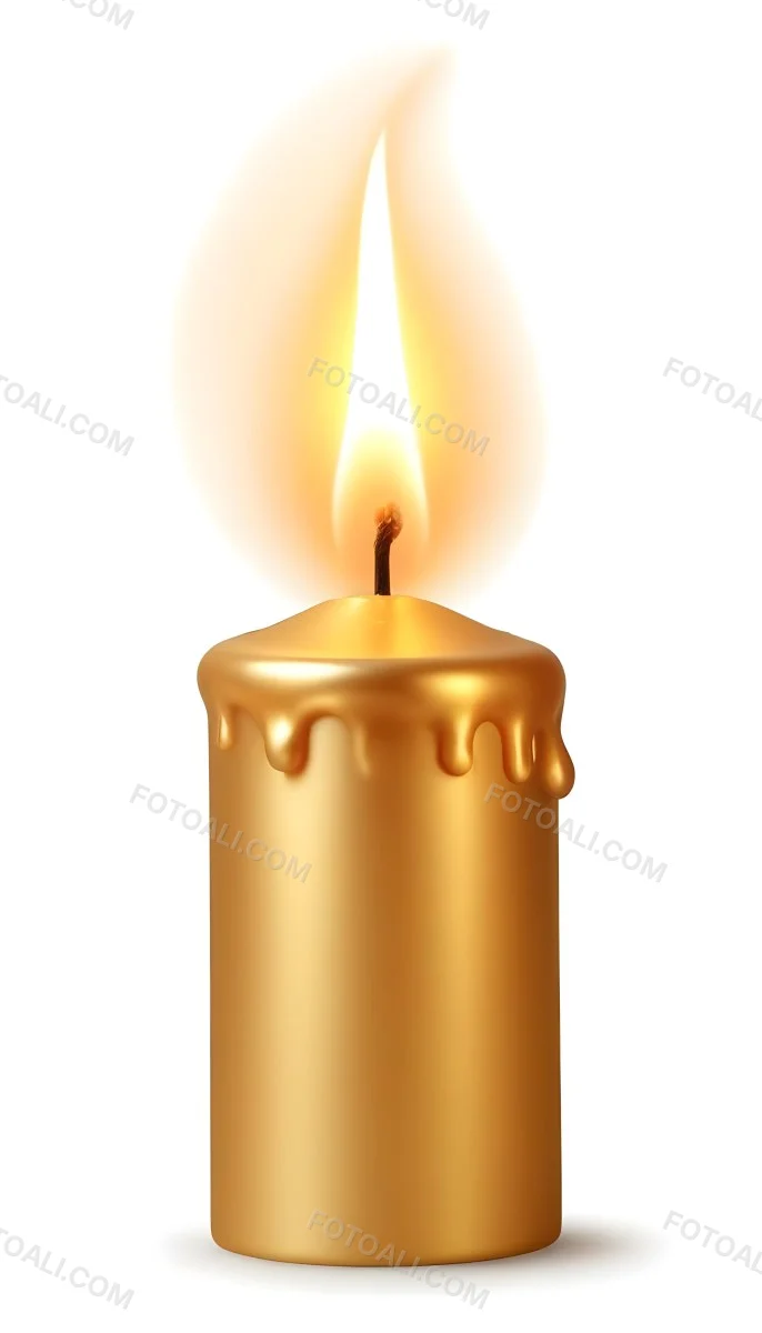 A Golden Candle With A Bright Flame On Top Casting A Warm Glow Isolated On A White Background 38 63f4