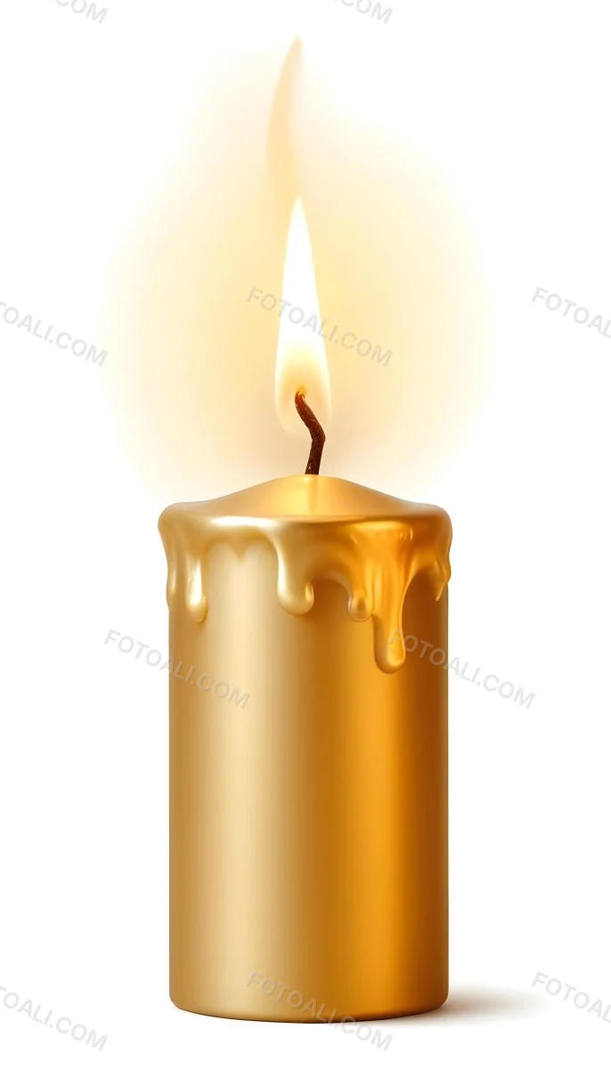 A Golden Candle With A Bright Flame On Top Casting A Warm Glow Isolated On A White Background 4 6a5d