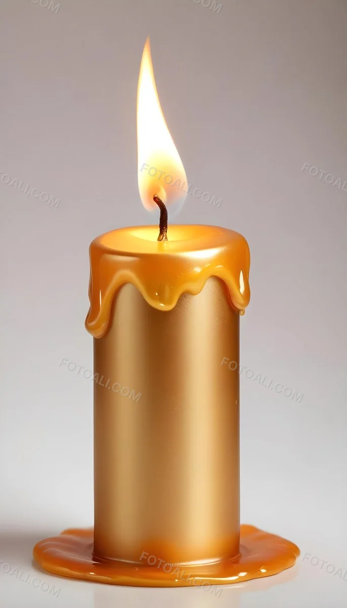 A Golden Candle With A Bright Flame On Top Casting A Warm Glow Isolated On A White Background 40 0c4b