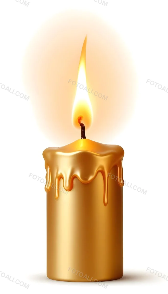 A Golden Candle With A Bright Flame On Top Casting A Warm Glow Isolated On A White Background 5 16e2