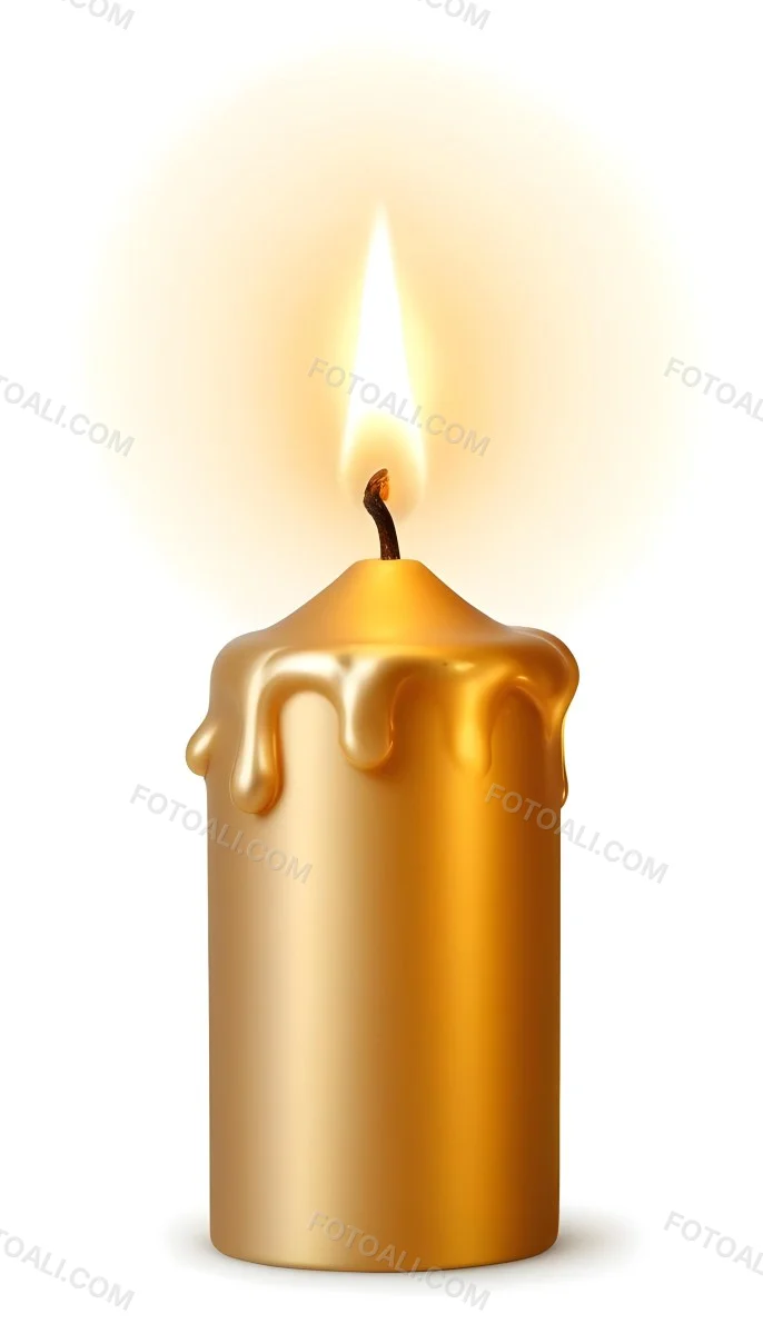 A Golden Candle With A Bright Flame On Top Casting A Warm Glow Isolated On A White Background 6 3c2e