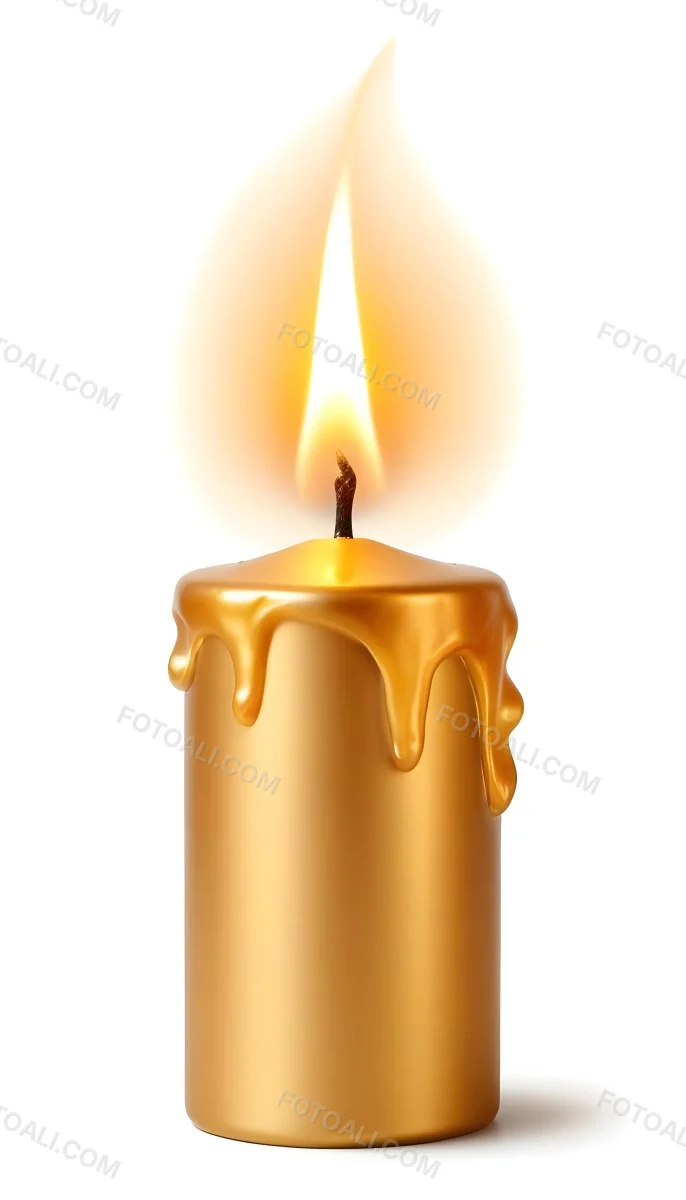 A Golden Candle With A Bright Flame On Top Casting A Warm Glow Isolated On A White Background 8 B293