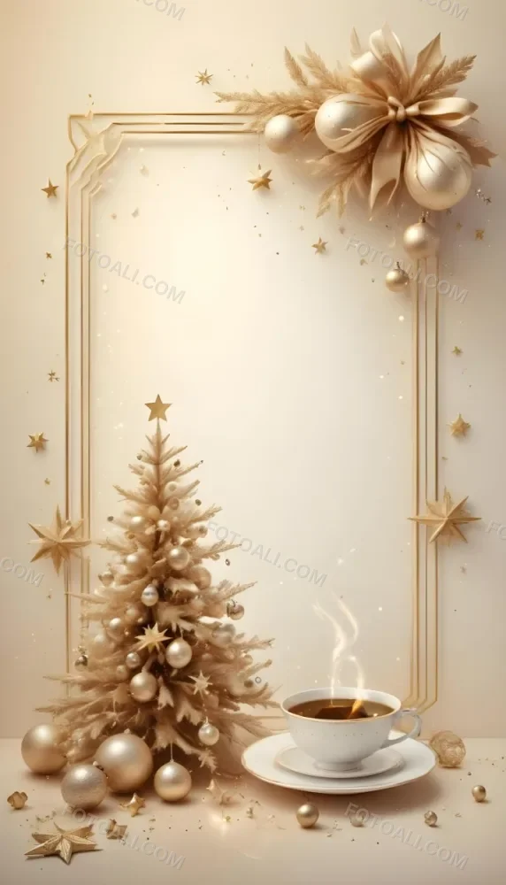 A Golden Christmas Tree With Ornaments And Stars Against A Light Background 27 5c67