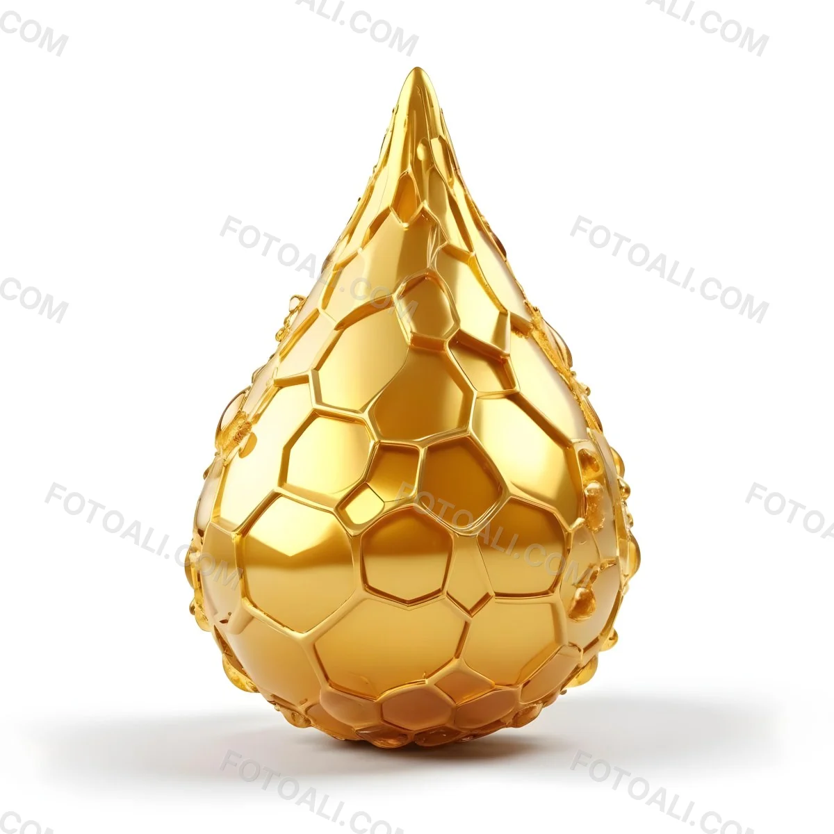 A Golden Drop With A Honeycomb Pattern On A White Background 1 4559