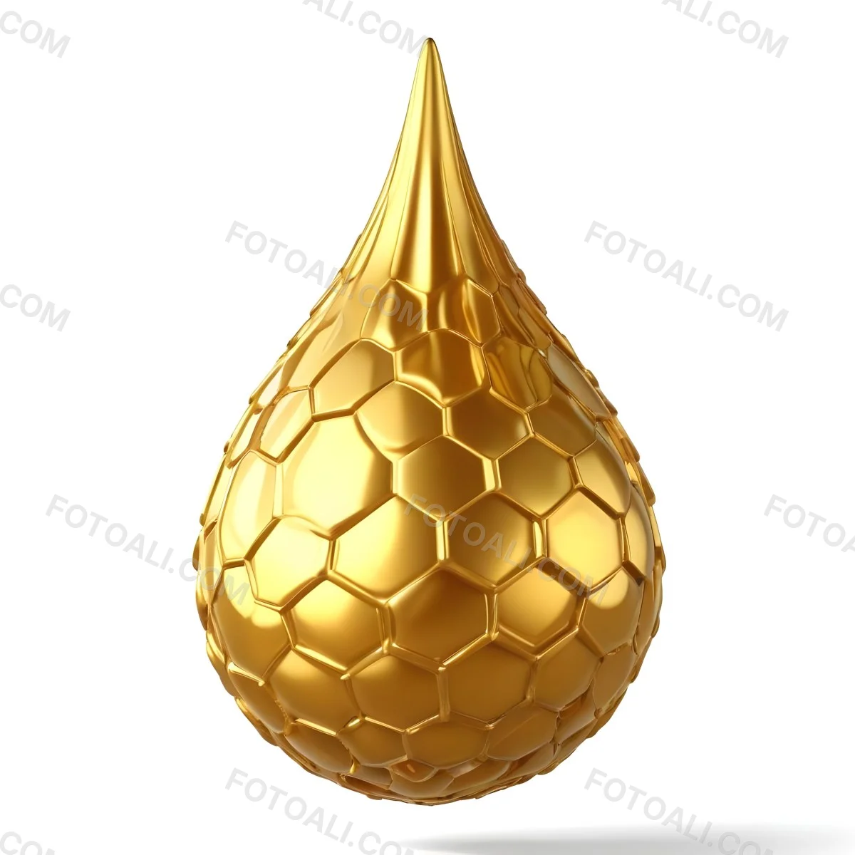 A Golden Drop With A Honeycomb Pattern On A White Background 3 C3b9