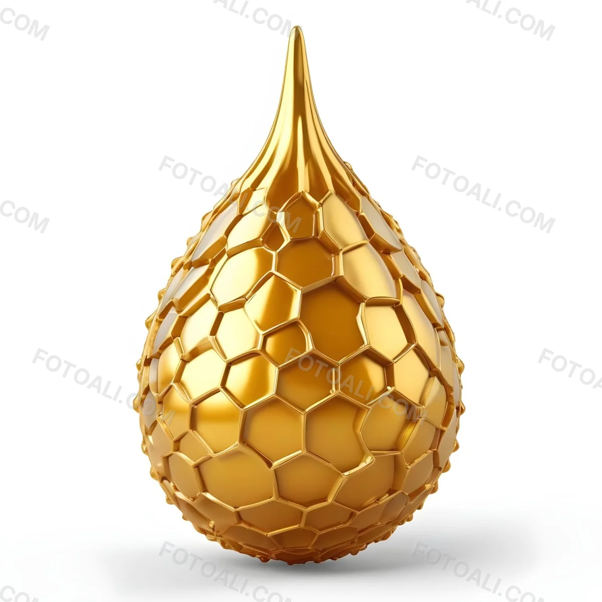 A Golden Drop With A Honeycomb Pattern On A White Background 4 8747