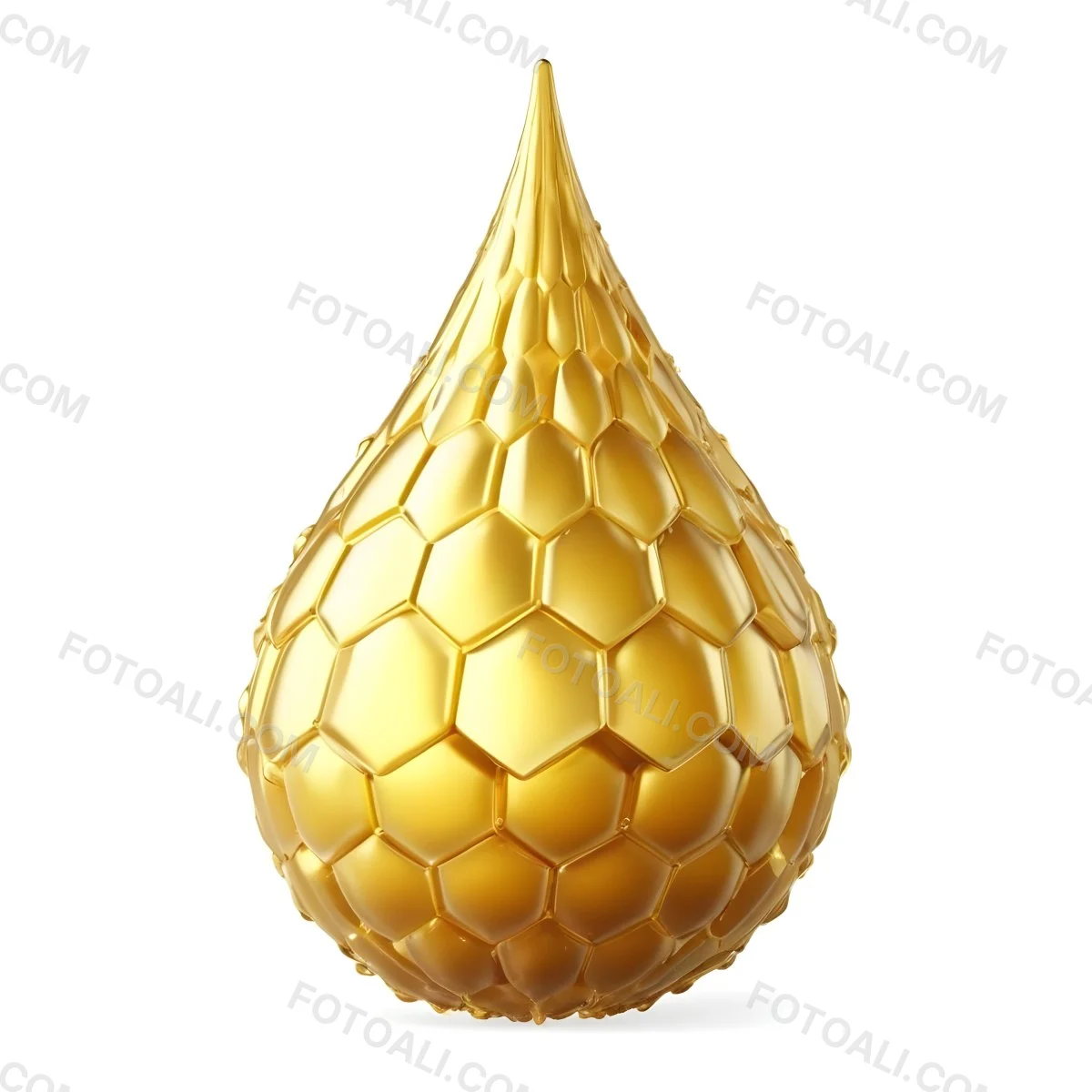 A Golden Drop With A Honeycomb Pattern On A White Background 5 9ab8