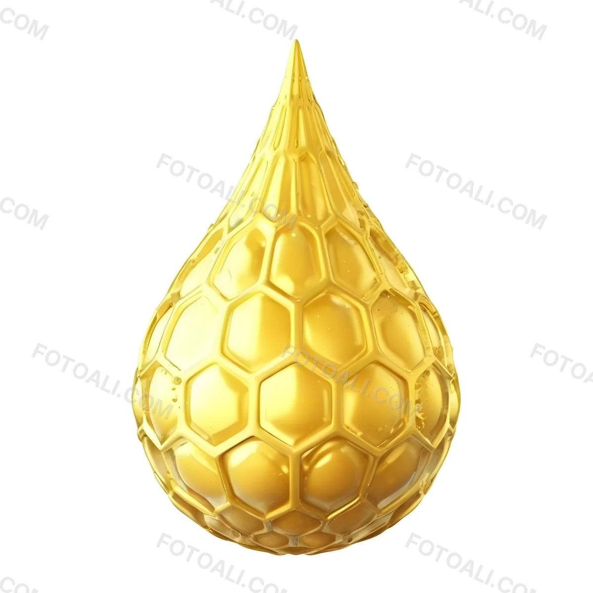 A Golden Drop With A Honeycomb Pattern On A White Background 8 6430