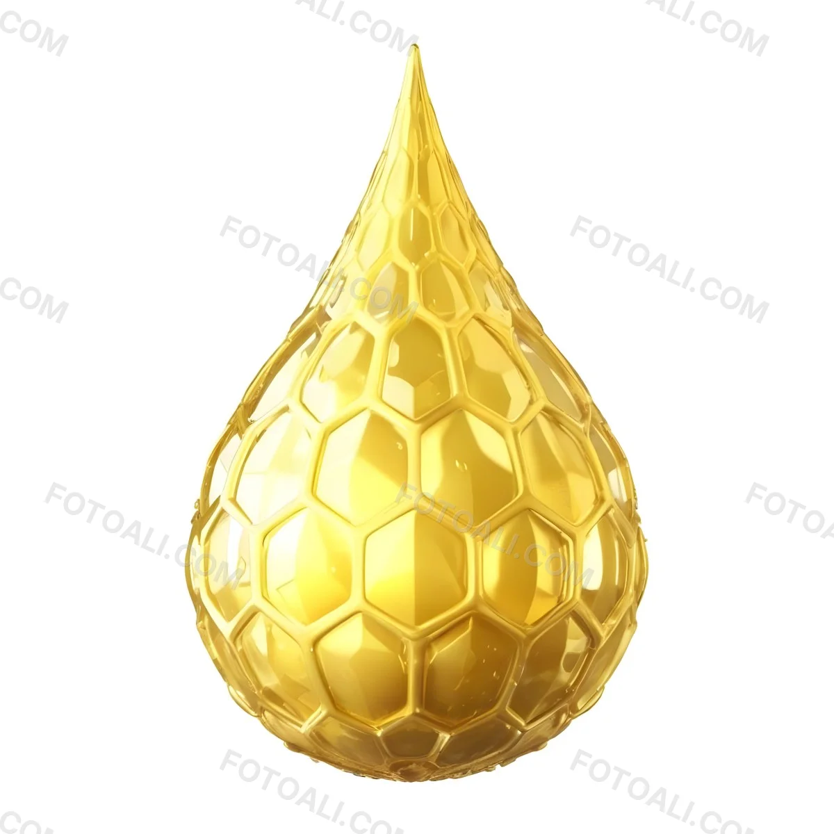 A Golden Drop With A Honeycomb Pattern On A White Background 9 Cec7