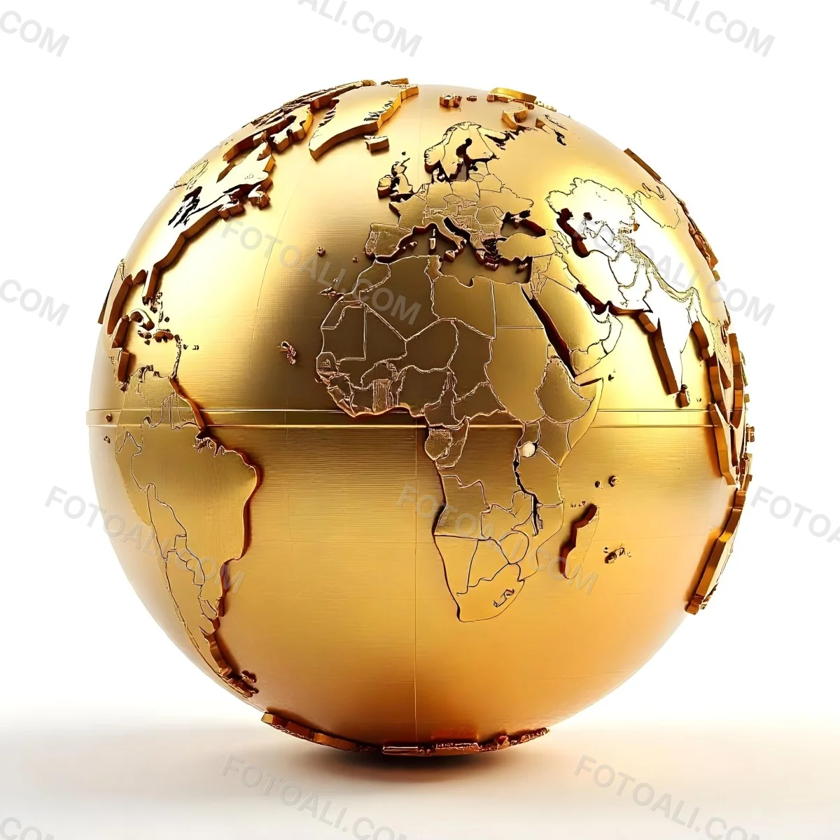 A Golden Globe With The Continents Carved On It The Globe Is Over A White Background 13 4222