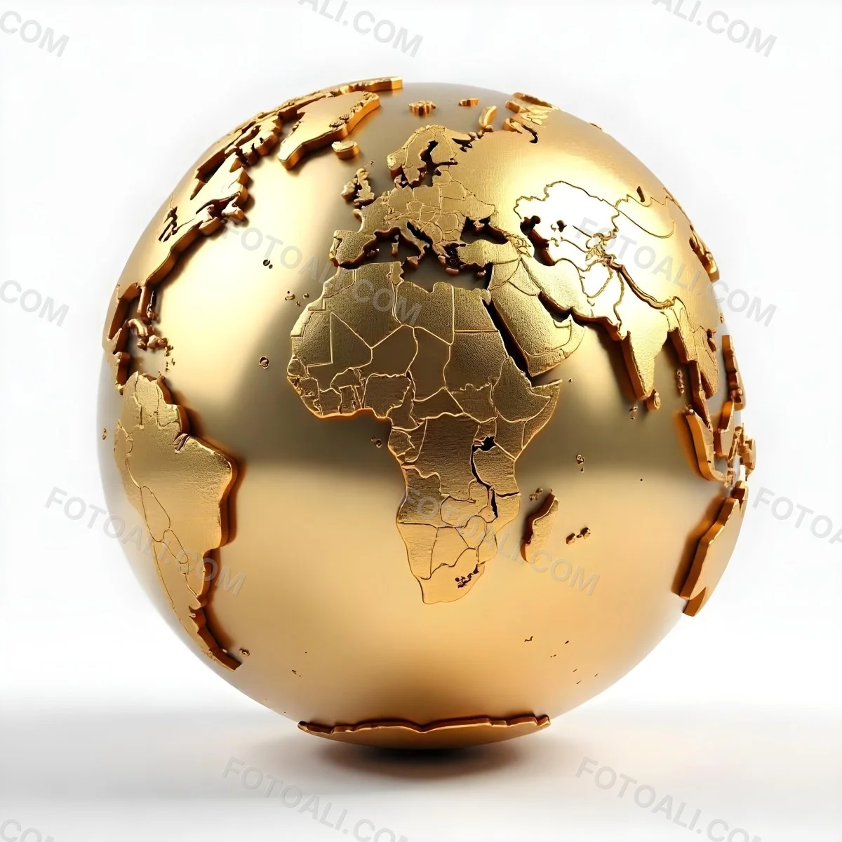 A Golden Globe With The Continents Carved On It The Globe Is Over A White Background 3 8caf
