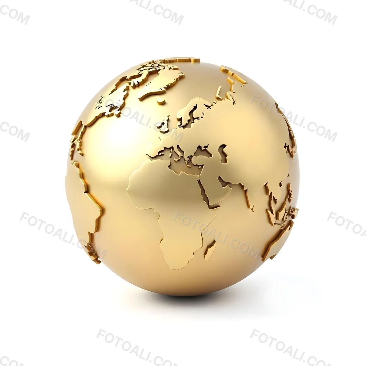 A Golden Globe With The Continents Carved On It The Globe Is Over A White Background 32 D116