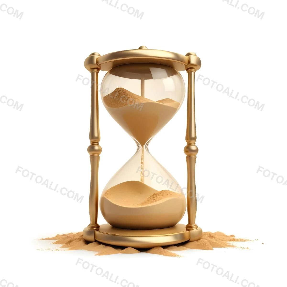 A Golden Hourglass With Sand Flowing From The Top Chamber To The Bottom Chamber Set Against A Sunset Background 2 C270