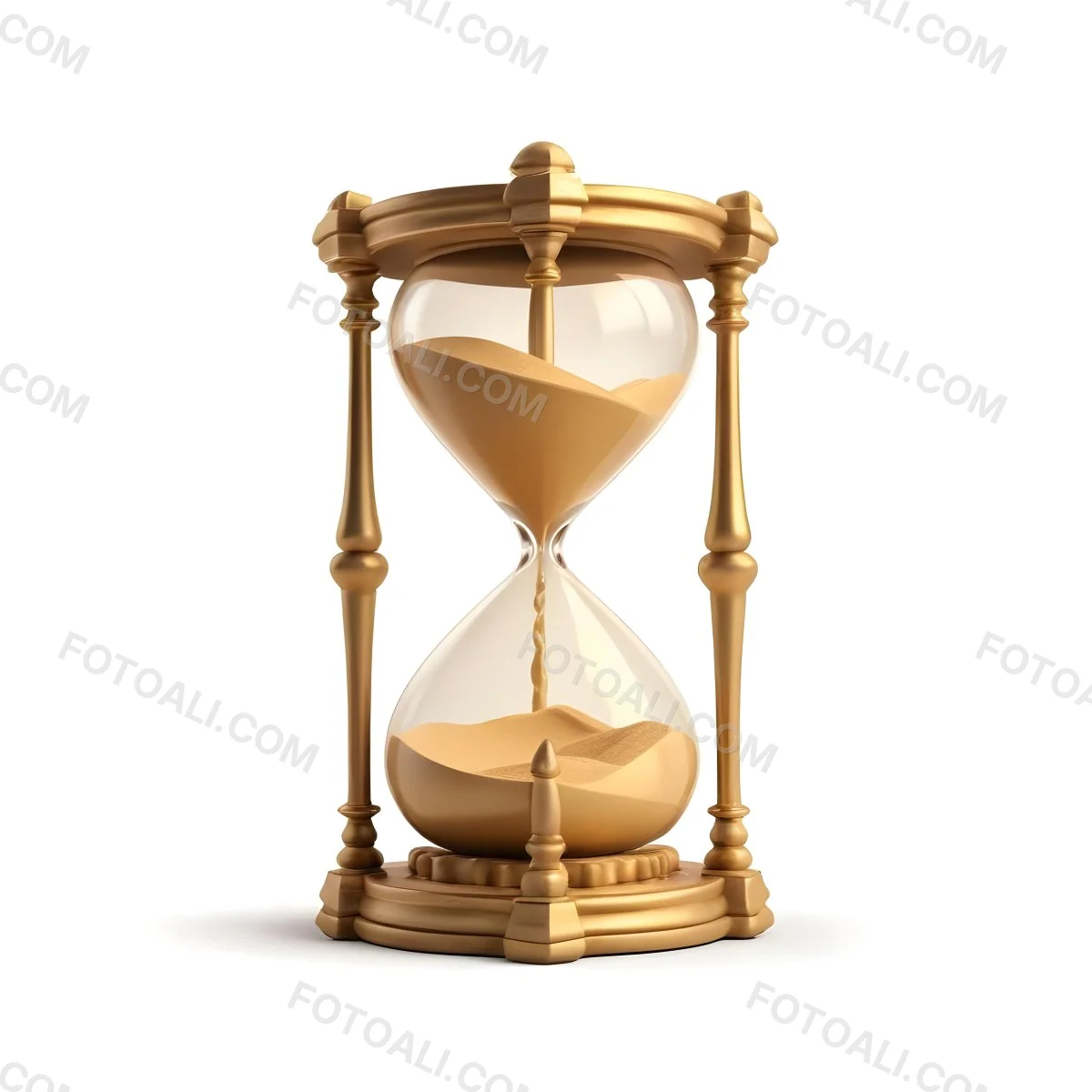A Golden Hourglass With Sand Flowing From The Top Chamber To The Bottom Chamber Set Against A Sunset Background 3 A2ee