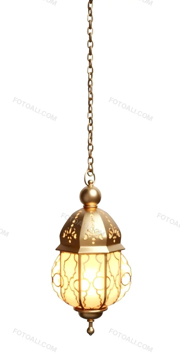 A Golden Ramadan Lantern Hanging From A Chain Ornate Design Warm Glow Emanating From Within Isolated On A White Background Festive Decoration 11 Aa65