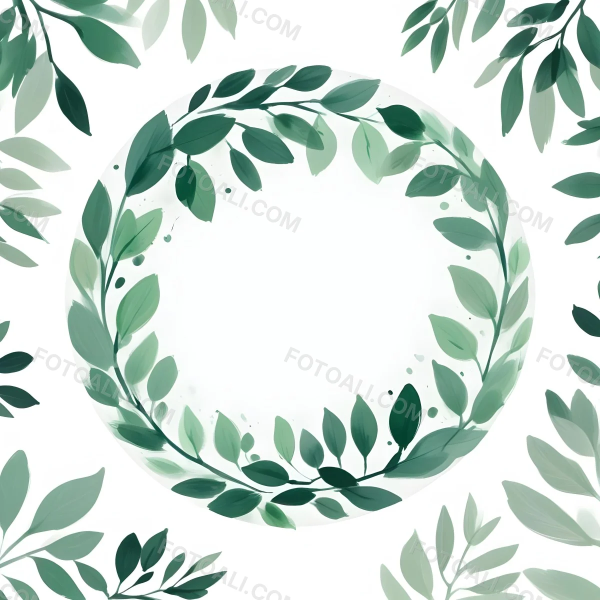 A Green Circle With Leaves On The Side The Circle Is Transparent And The Leaves Are A Light Green Color White Background 1 Ff17