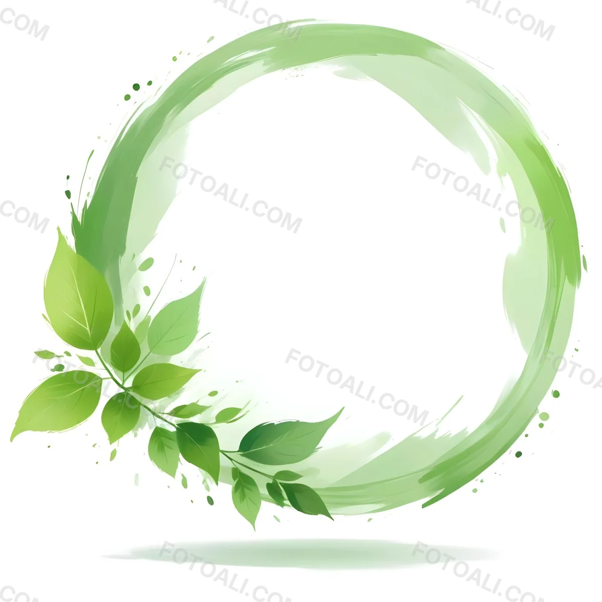 A Green Circle With Leaves On The Side The Circle Is Transparent And The Leaves Are A Light Green Color White Background 15 E3f3