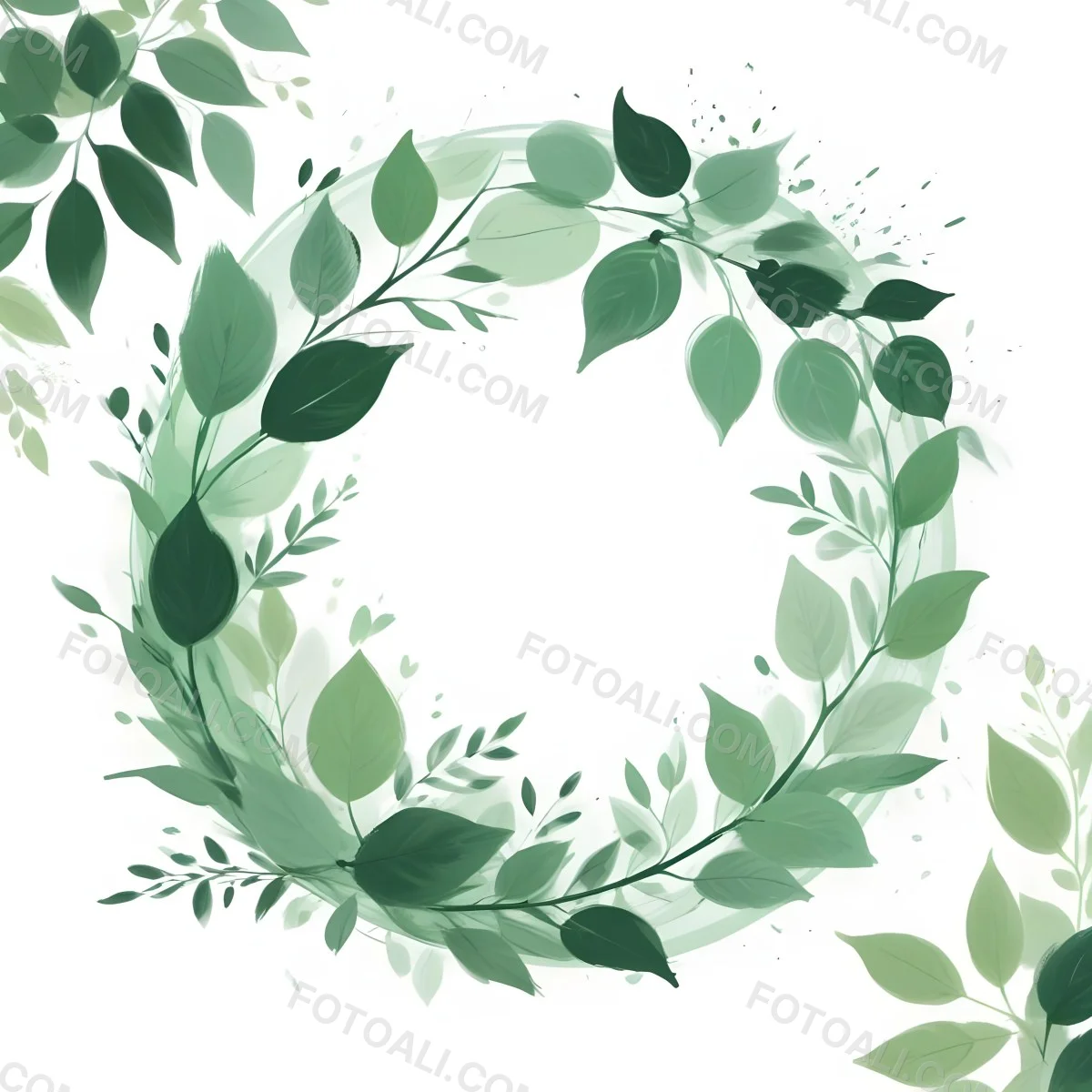 A Green Circle With Leaves On The Side The Circle Is Transparent And The Leaves Are A Light Green Color White Background 18 B0b2