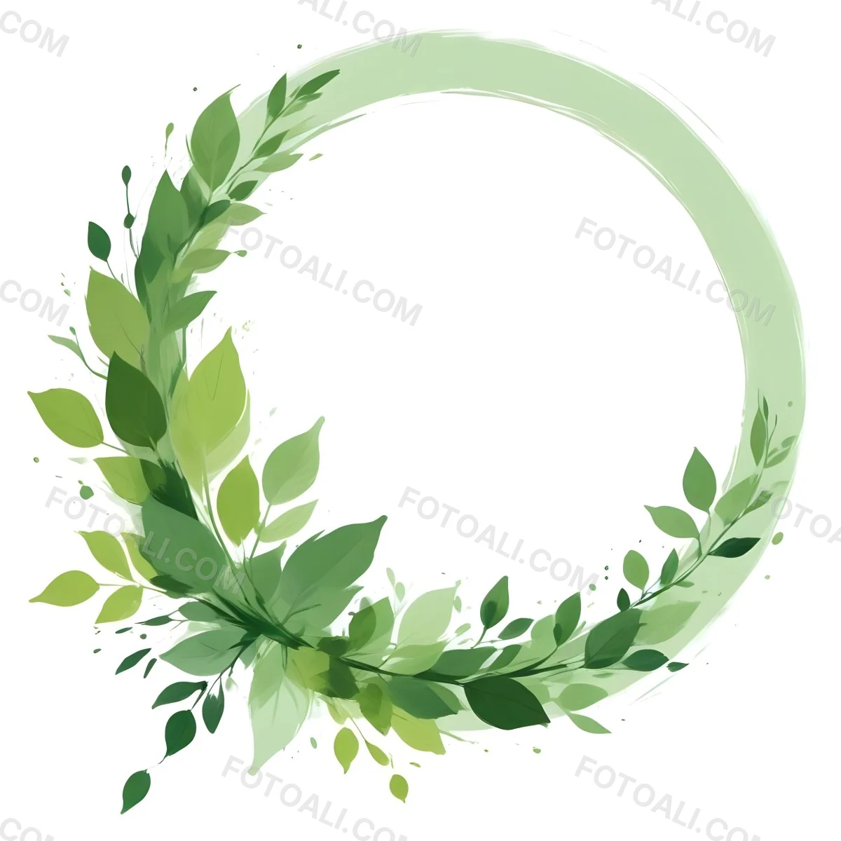 A Green Circle With Leaves On The Side The Circle Is Transparent And The Leaves Are A Light Green Color White Background 22 07c6