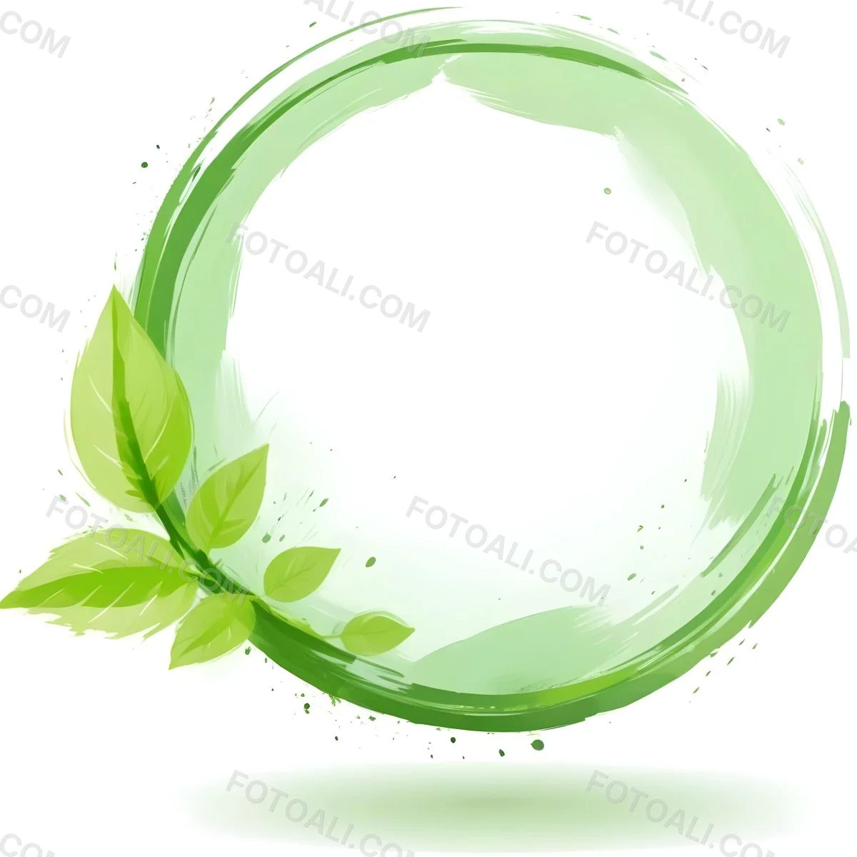 A Green Circle With Leaves On The Side The Circle Is Transparent And The Leaves Are A Light Green Color White Background 23 Ebf7