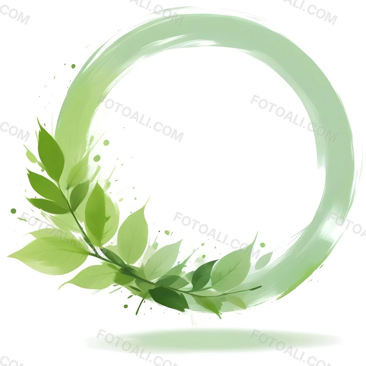 A Green Circle With Leaves On The Side The Circle Is Transparent And The Leaves Are A Light Green Color White Background 26 Aa9a