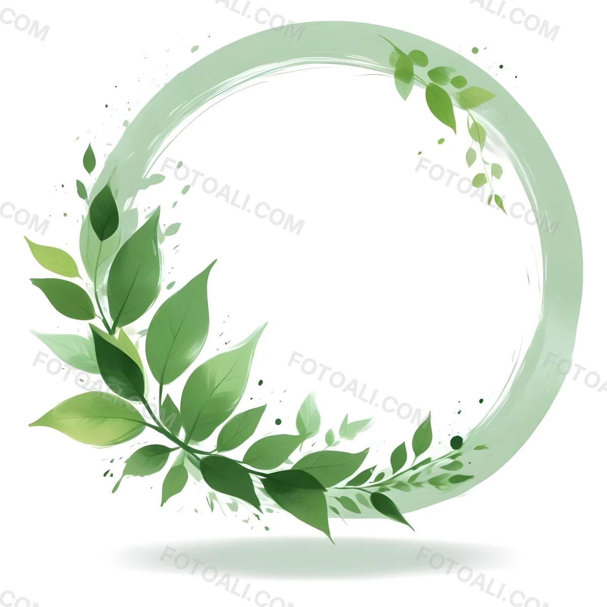 A Green Circle With Leaves On The Side The Circle Is Transparent And The Leaves Are A Light Green Color White Background 3 2b30