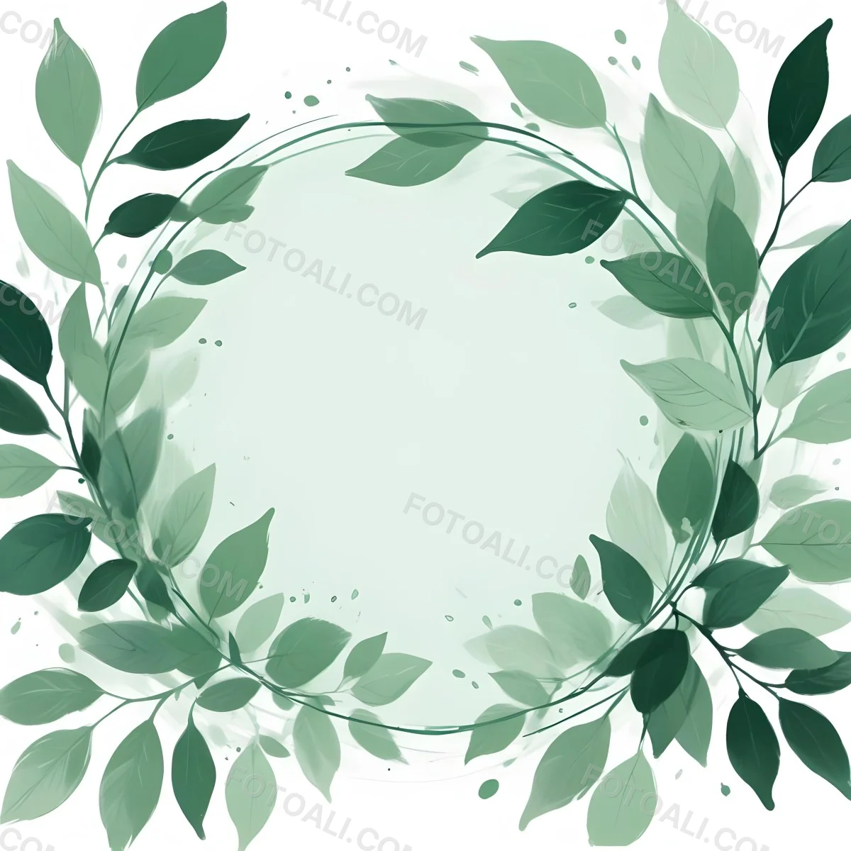 A Green Circle With Leaves On The Side The Circle Is Transparent And The Leaves Are A Light Green Color White Background 4 871b
