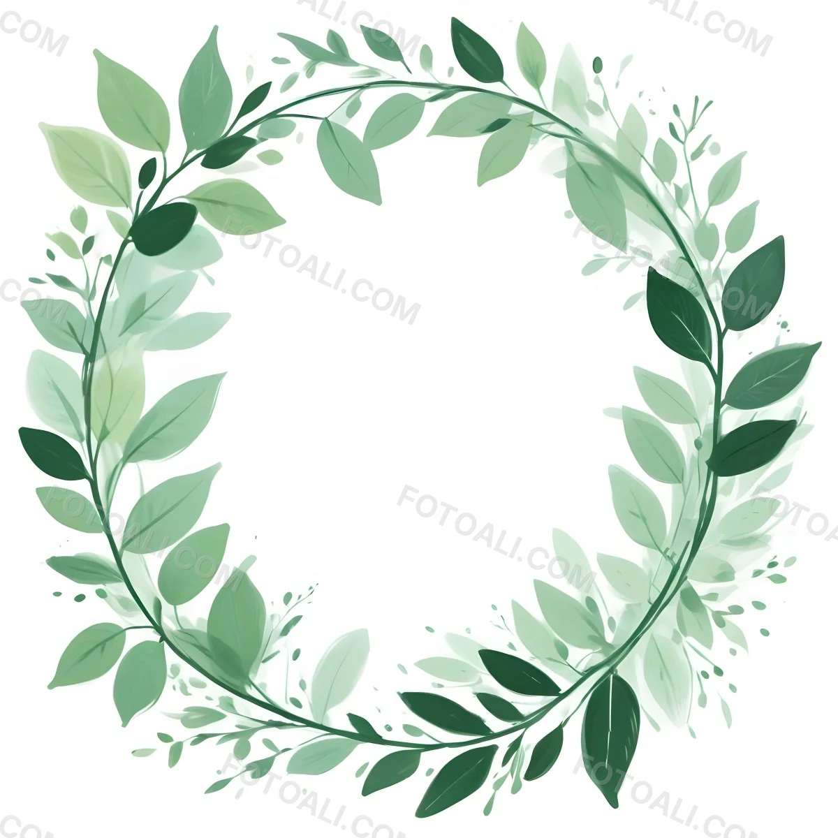 A Green Circle With Leaves On The Side The Circle Is Transparent And The Leaves Are A Light Green Color White Background 7 72f9