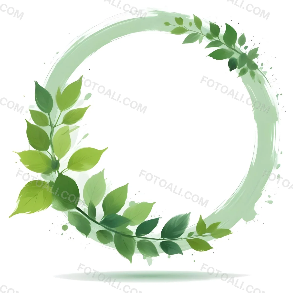 A Green Circle With Leaves On The Side The Circle Is Transparent And The Leaves Are A Light Green Color White Background 8 6162
