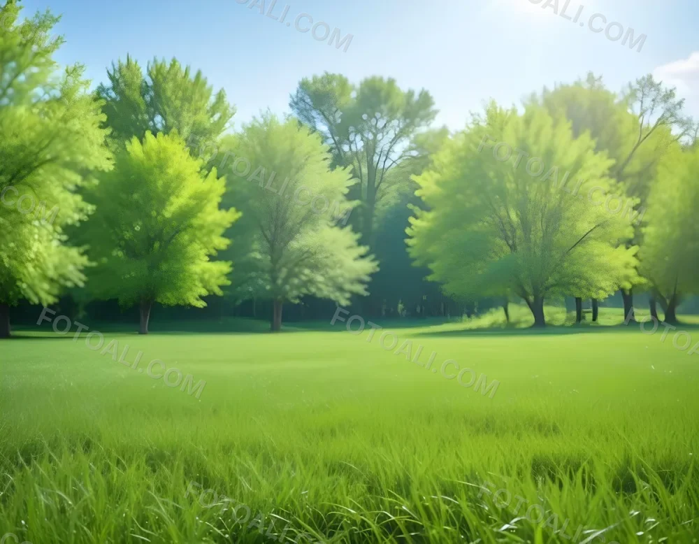 A Green Grass Field With Trees In The Background Sunny Day Blue Sky Vibrant Colors Natural Light Peaceful Atmosphere Lush Greenery Clear Horizon 29 A8c7