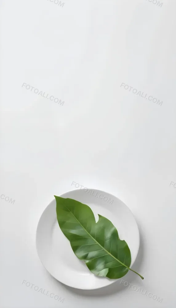 A Green Leaf On A White Plate Minimalist Composition Clean And Bright Aesthetic Soft Lighting White Background Nature Inspired Simple And Elegant Fresh And Organic 10 2c7a