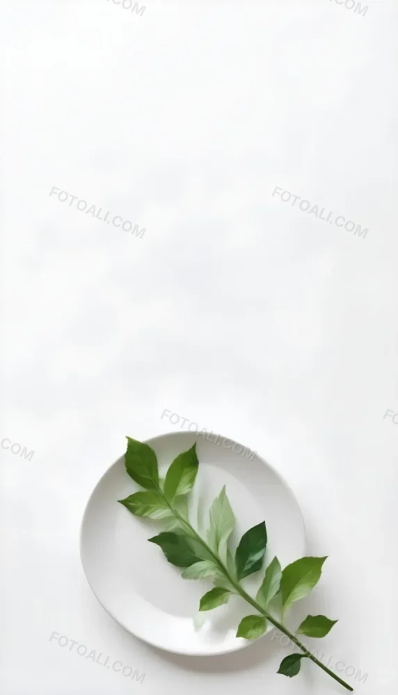 A Green Leaf On A White Plate Minimalist Composition Clean And Bright Aesthetic Soft Lighting White Background Nature Inspired Simple And Elegant Fresh And Organic 21 05a3