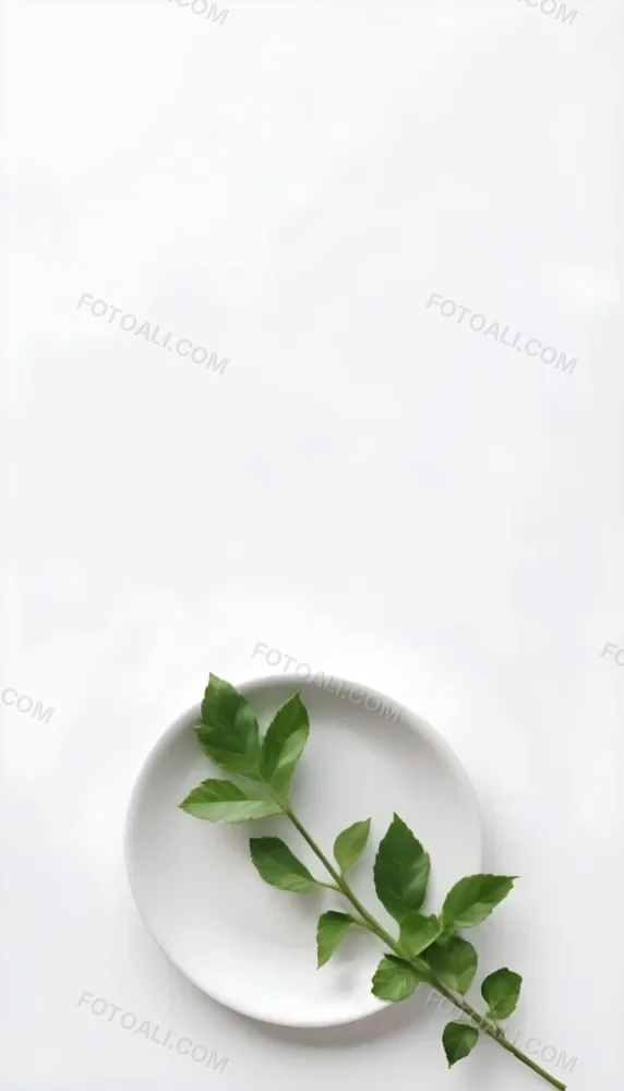 A Green Leaf On A White Plate Minimalist Composition Clean And Bright Aesthetic Soft Lighting White Background Nature Inspired Simple And Elegant Fresh And Organic 9 97a9