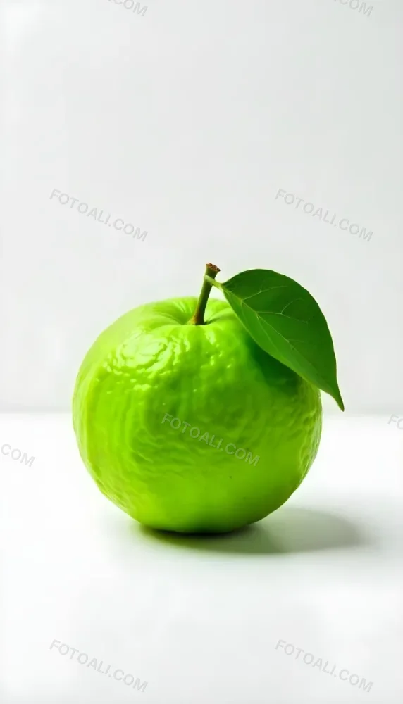 A Green Lime With A Leaf On A White Surface Bright Light Studio Shot Food Photography 37 D8da
