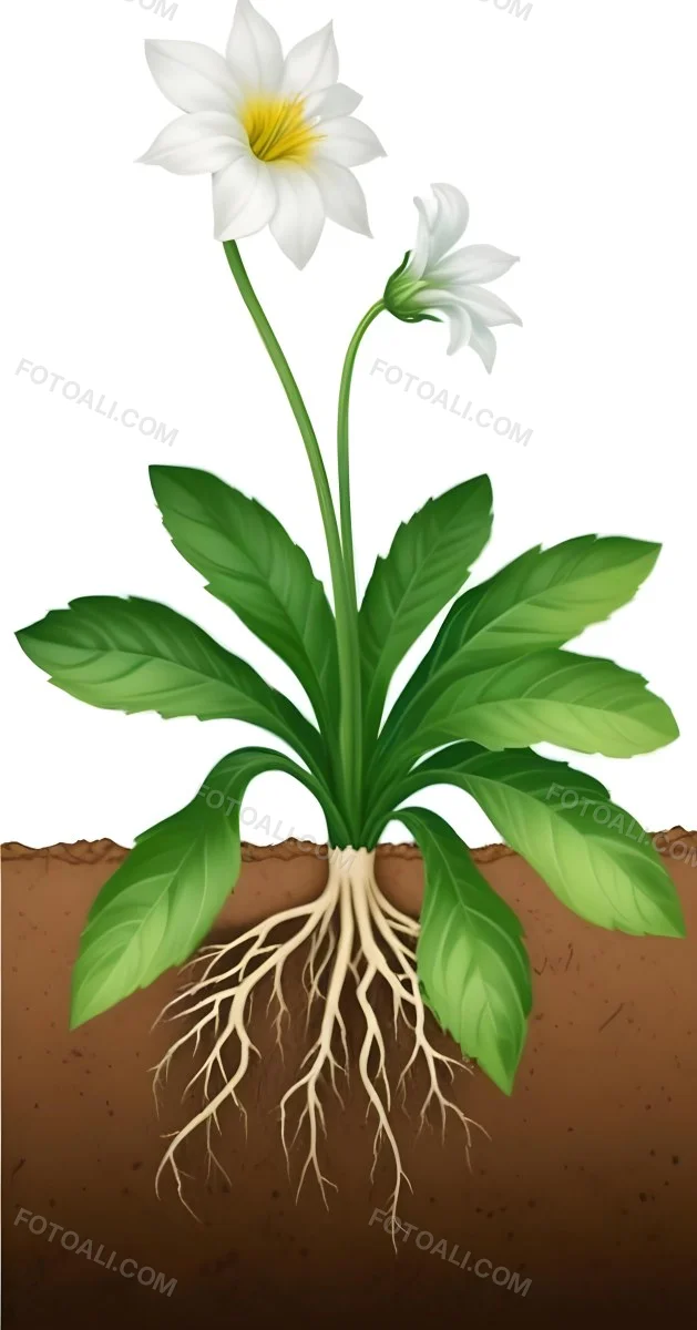 A Green Plant With Large Leaves And A White Flower Emerging From The Soil Showing The Plant S Leaves In Bright Sunlight 3 Fe27