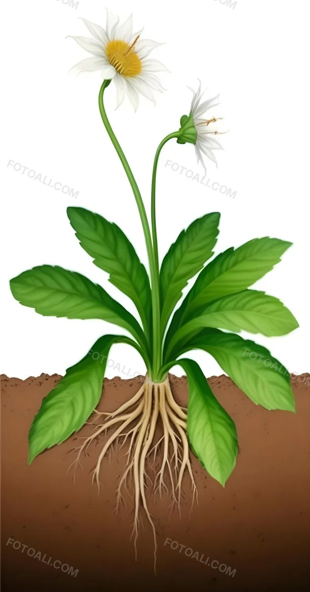A Green Plant With Large Leaves And A White Flower Emerging From The Soil Showing The Plant S Leaves In Bright Sunlight 9 290d