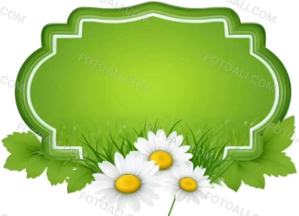 A Green Wooden Frame In A Field Of White Daisy Flowers On A Grassy Background 10 Ede5